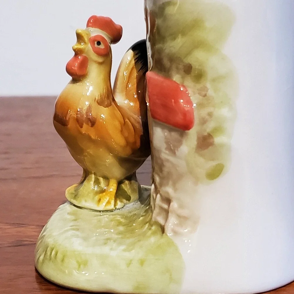 Vintage Otagiri Rooster Chicken Bud Vase Embossed‎ Farm Scene Otagiri Japan